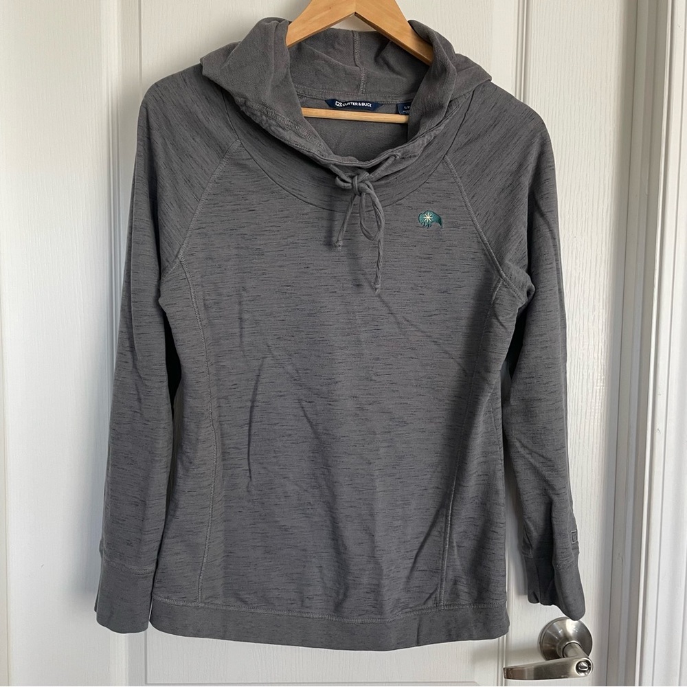 Cutter & Buck Gray Cowl Neck Hoodie Sweater Women's Size Small